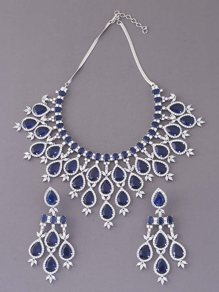 Navy Frieda Zirconia Jewellery Set