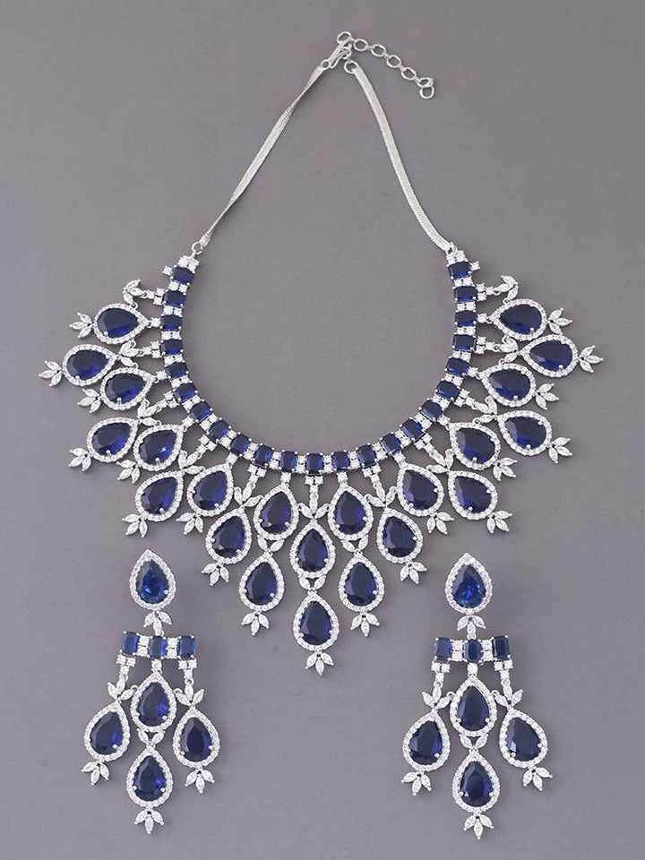 Navy Frieda Zirconia Jewellery Set