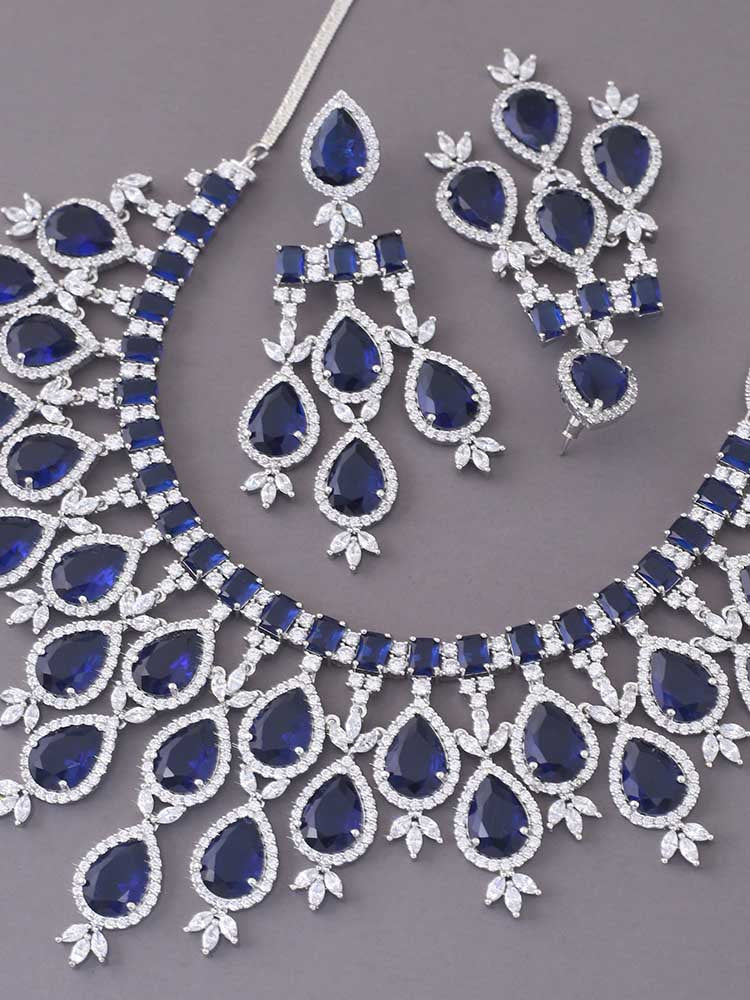 Navy Frieda Zirconia Jewellery Set