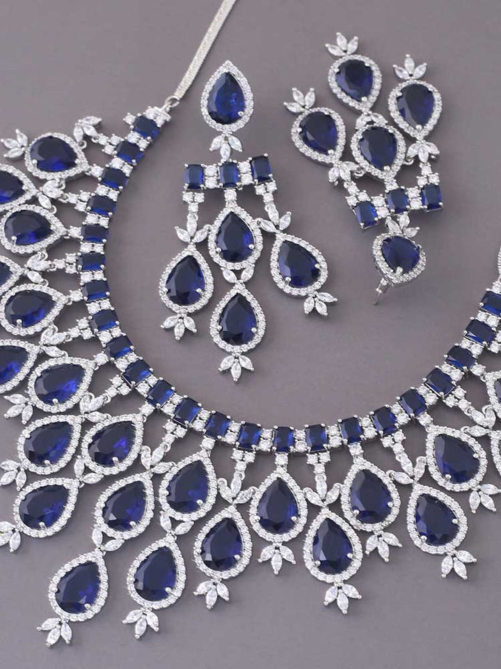Navy Frieda Zirconia Jewellery Set