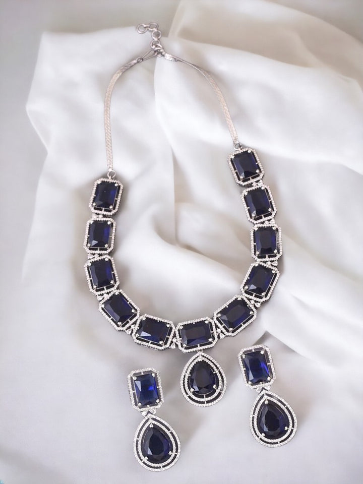 Navy Gabriella Zirconia Jewellery Set