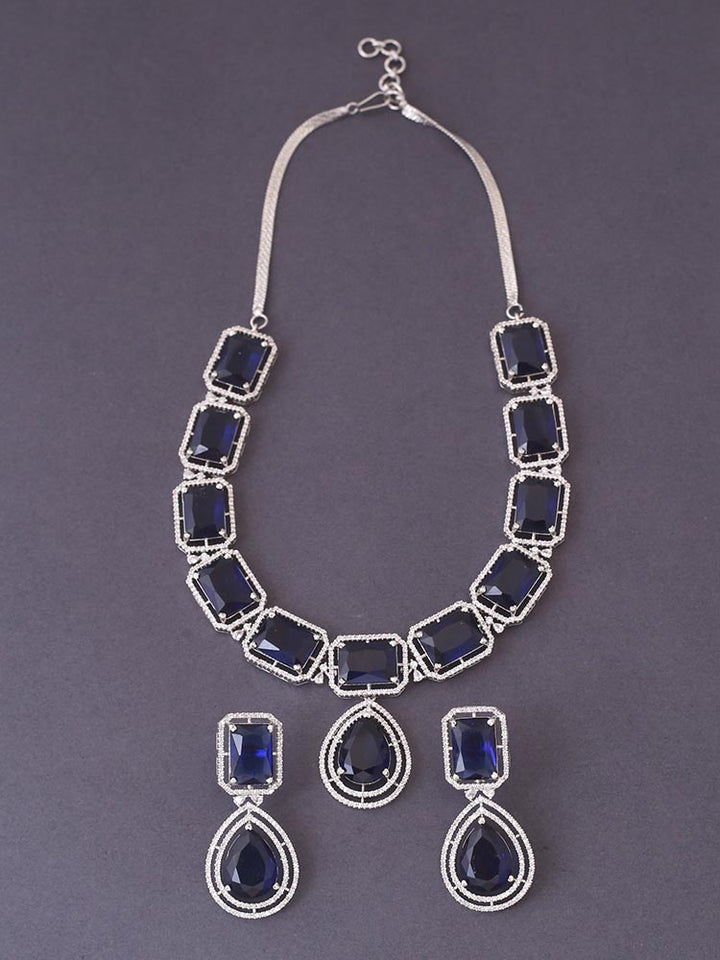 Navy Gabriella Zirconia Jewellery Set
