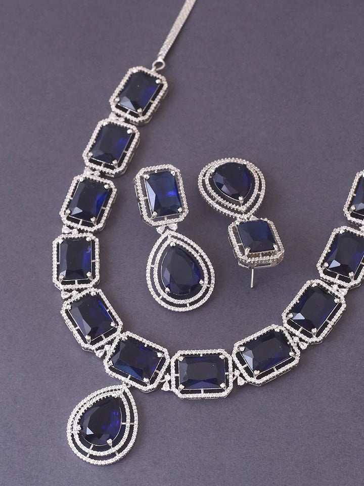 Navy Gabriella Zirconia Jewellery Set