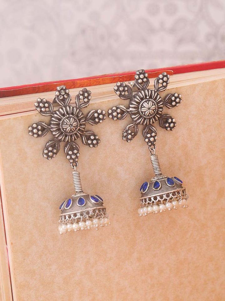 Navy Hashika Oxidised Jhumkis