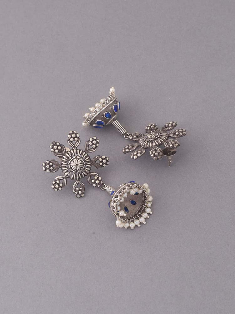 Navy Hashika Oxidised Jhumkis