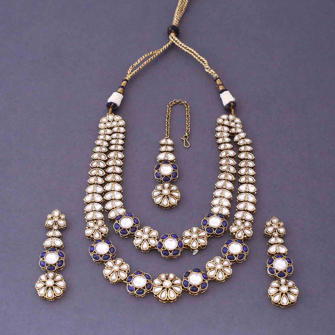 Navy Jaine Kundan Jewellery Set