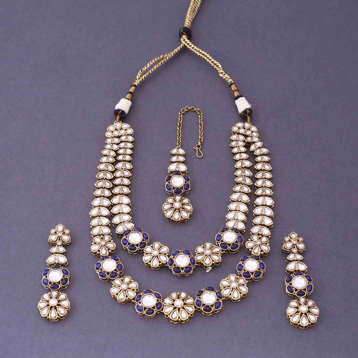 Navy Jaine Kundan Jewellery Set