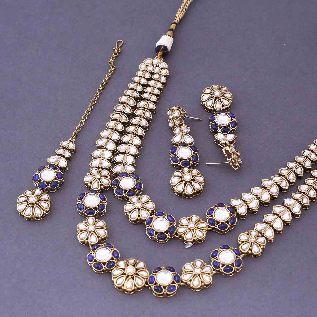 Navy Jaine Kundan Jewellery Set