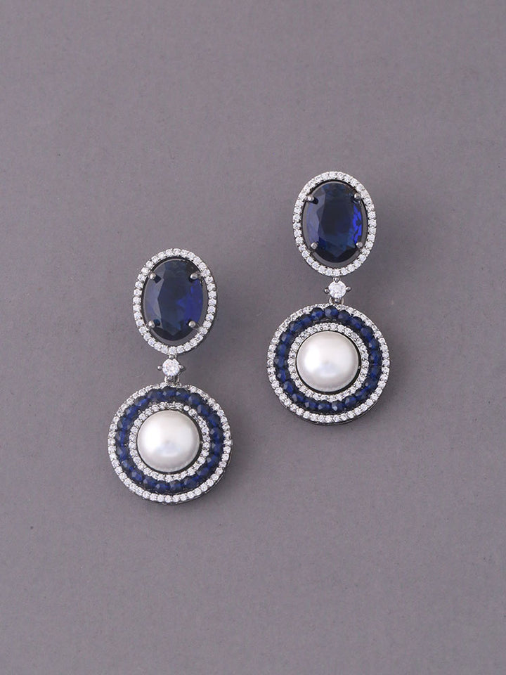 Navy Junia Zirconia Danglers
