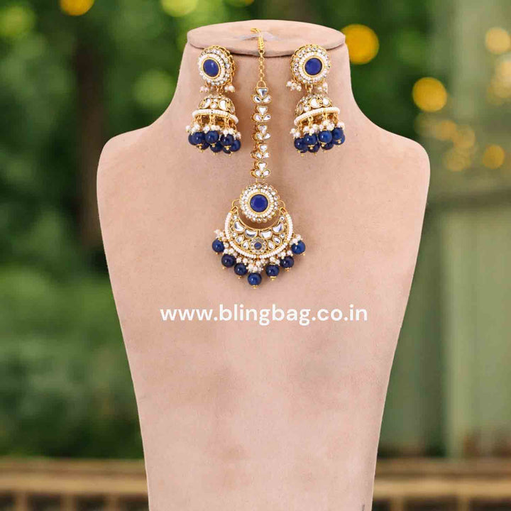 Navy Kaira Kundan Jewellery Set