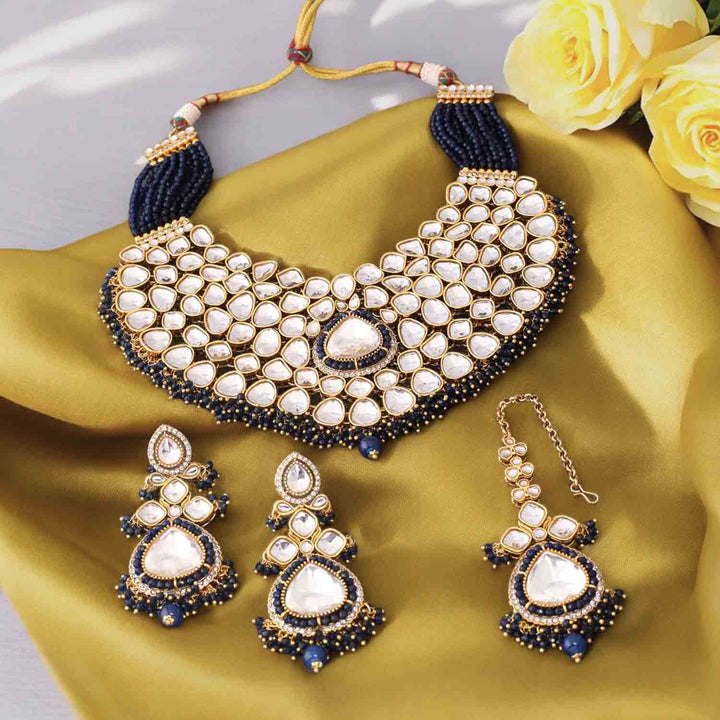 Navy Kairavi Kundan Jewellery Set