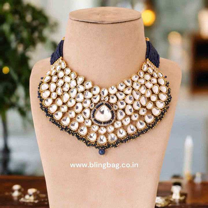 Navy Kairavi Kundan Jewellery Set