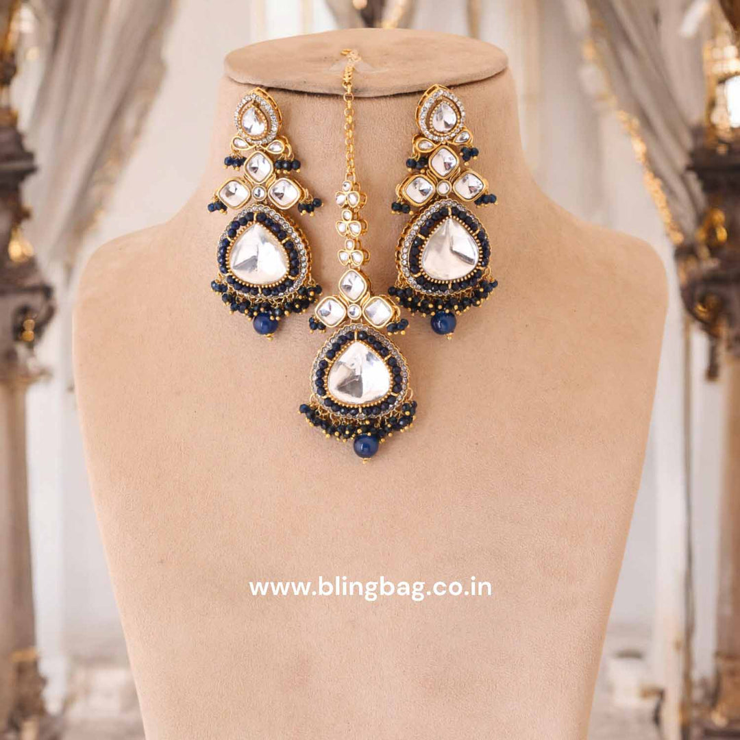 Navy Kairavi Kundan Jewellery Set