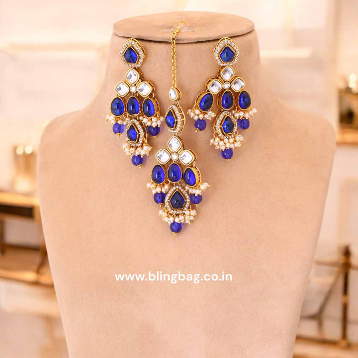 Navy Kaviya Kundan Jewellery Set