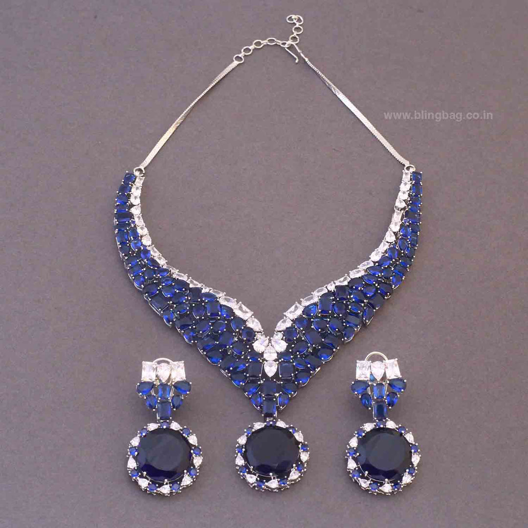 Navy Kyian Zirconia Jewellery Set