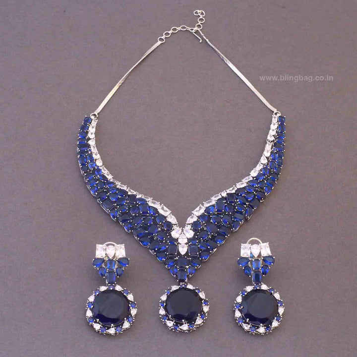 Navy Kyian Zirconia Jewellery Set