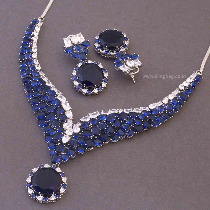 Navy Kyian Zirconia Jewellery Set
