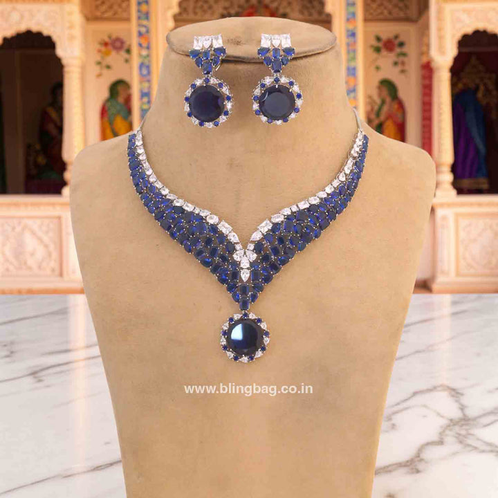 Navy Kyian Zirconia Jewellery Set