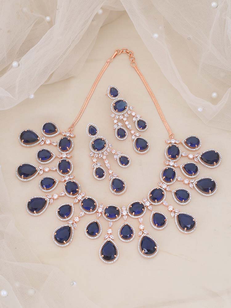 Navy Leo Zirconia Jewellery Set
