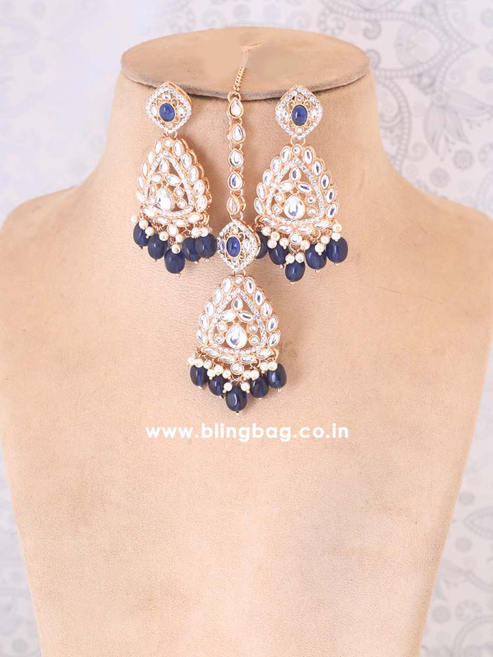 Navy Maanyata Kundan Jewellery Set