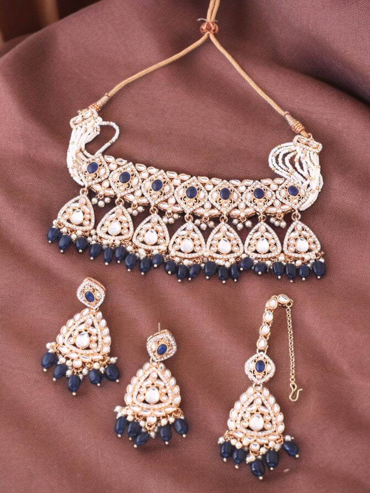 Navy Maanyata Kundan Jewellery Set