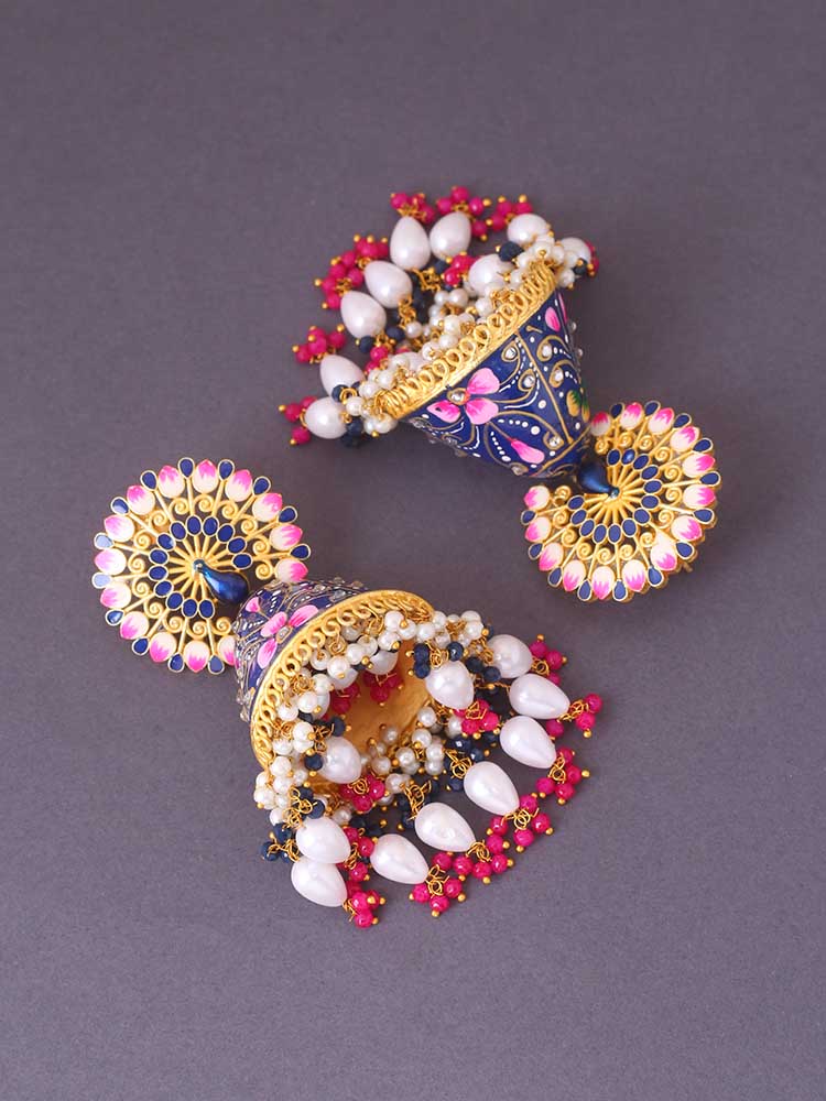 Navy Mahek Meena Jhumkis