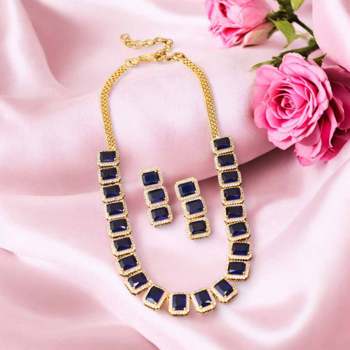 Navy Marie Zirconia Jewellery Set