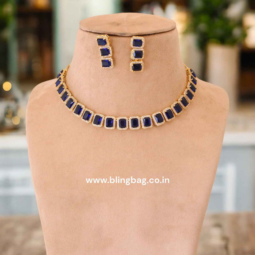 Navy Marie Zirconia Jewellery Set