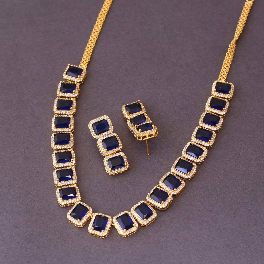 Navy Marie Zirconia Jewellery Set