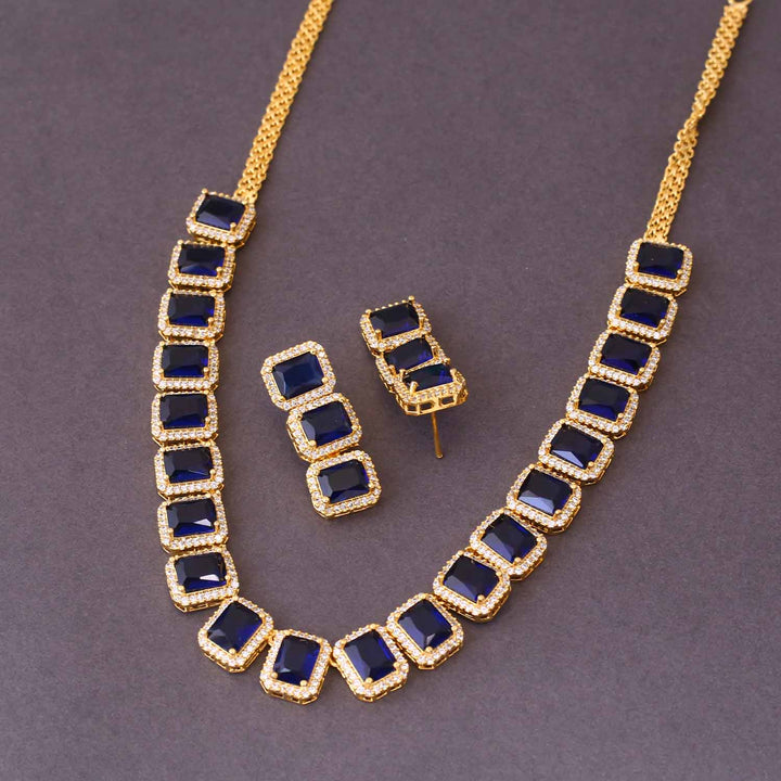 Navy Marie Zirconia Jewellery Set