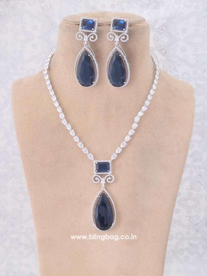 Navy Michal Zirconia Jewellery Set