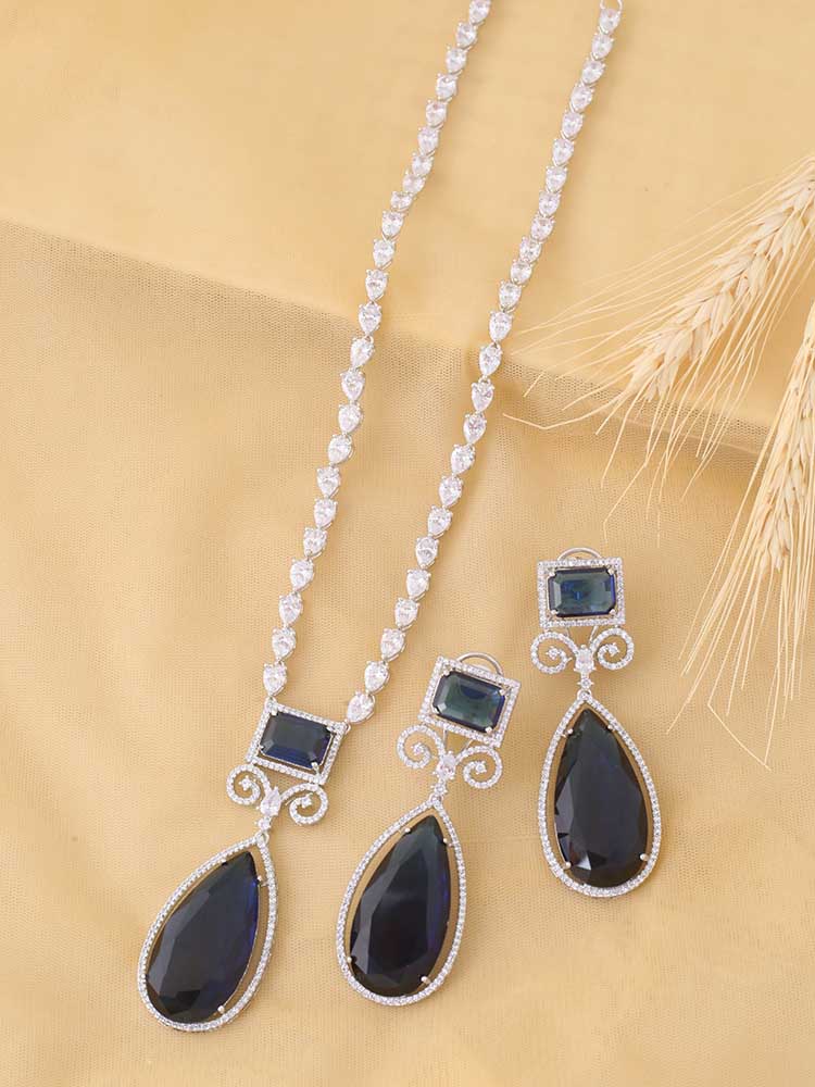 Navy Michal Zirconia Jewellery Set