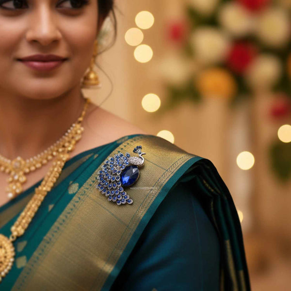 Navy Morni Brooch