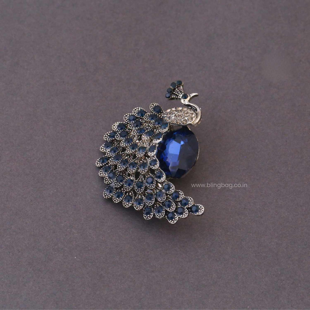 Navy Morni Brooch