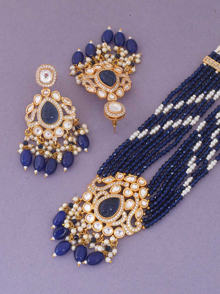 Navy Nova Kundan Jewellery Set