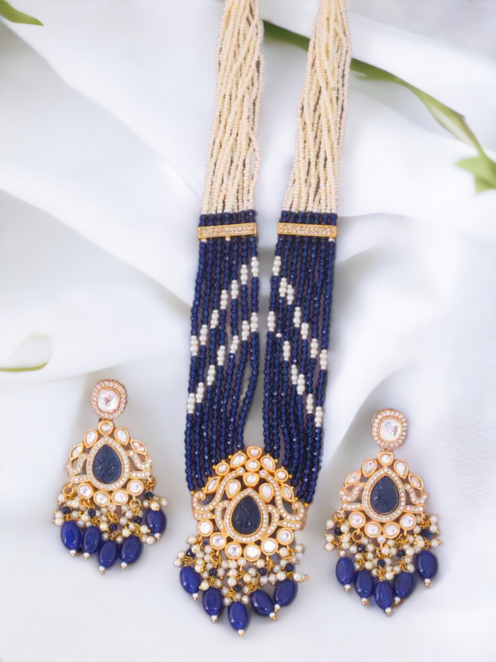 Navy Nova Kundan Jewellery Set