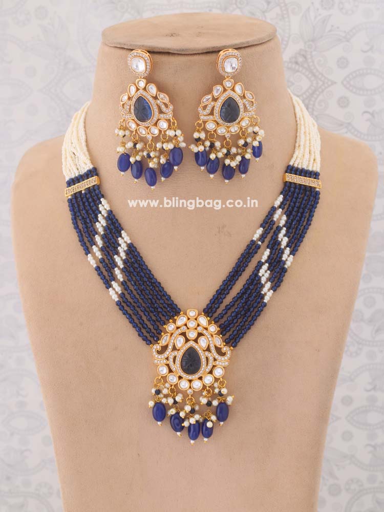 Navy Nova Kundan Jewellery Set