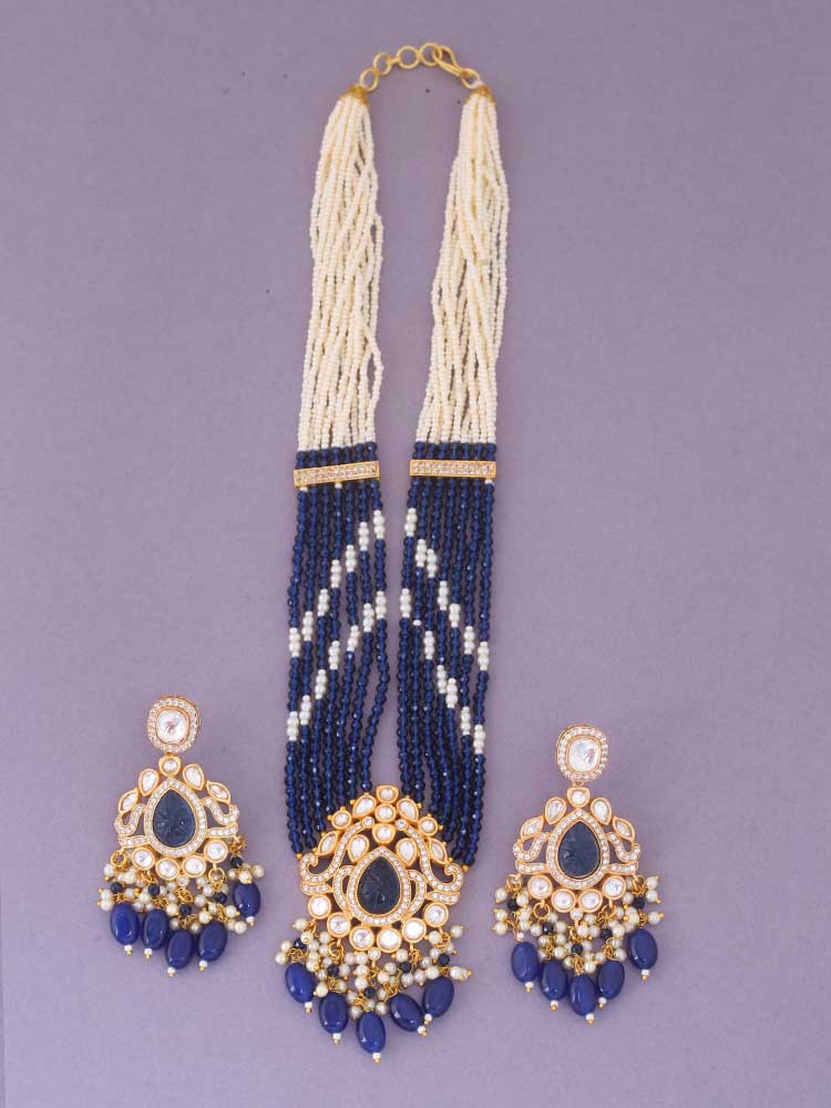 Navy Nova Kundan Jewellery Set