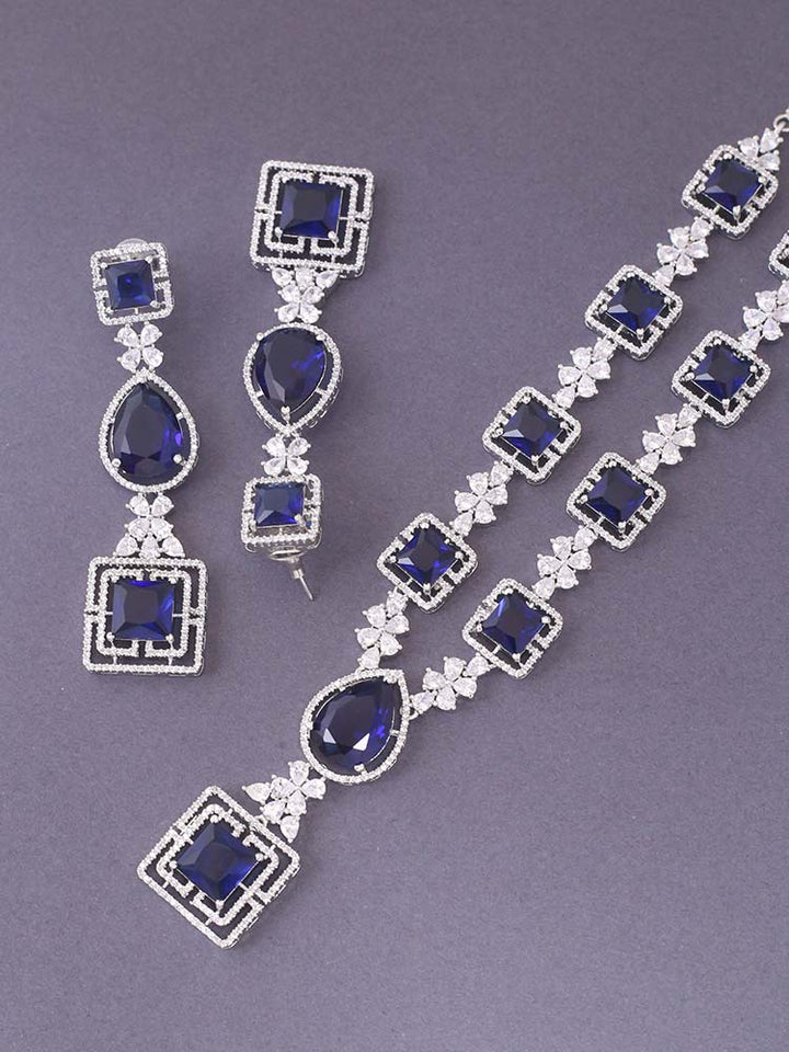 Navy Pamola Zirconia Jewellery Set