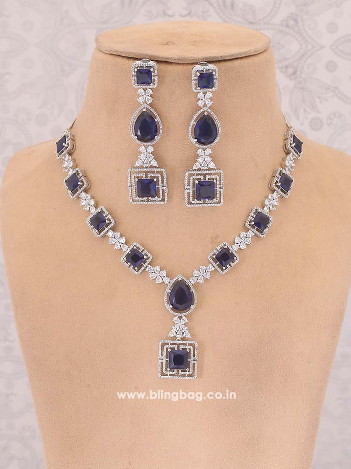 Navy Pamola Zirconia Jewellery Set