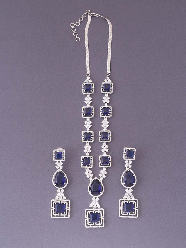 Navy Pamola Zirconia Jewellery Set