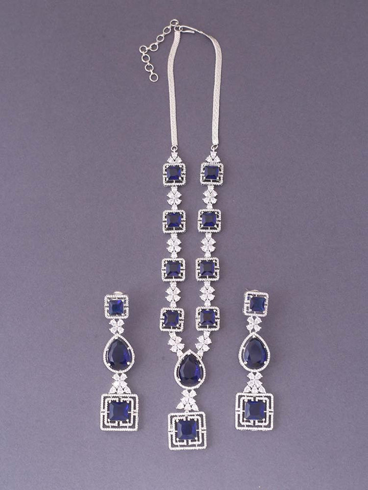 Navy Pamola Zirconia Jewellery Set