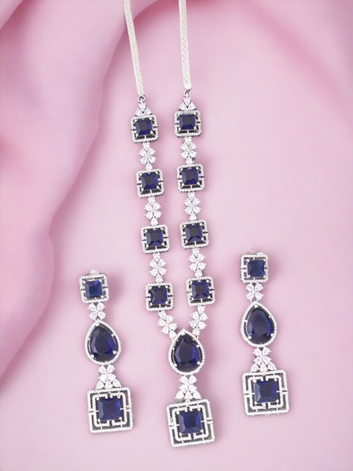 Navy Pamola Zirconia Jewellery Set