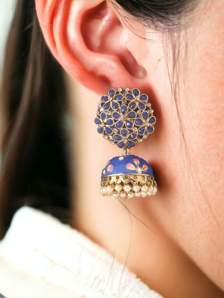 Navy Pashan Jhumkis