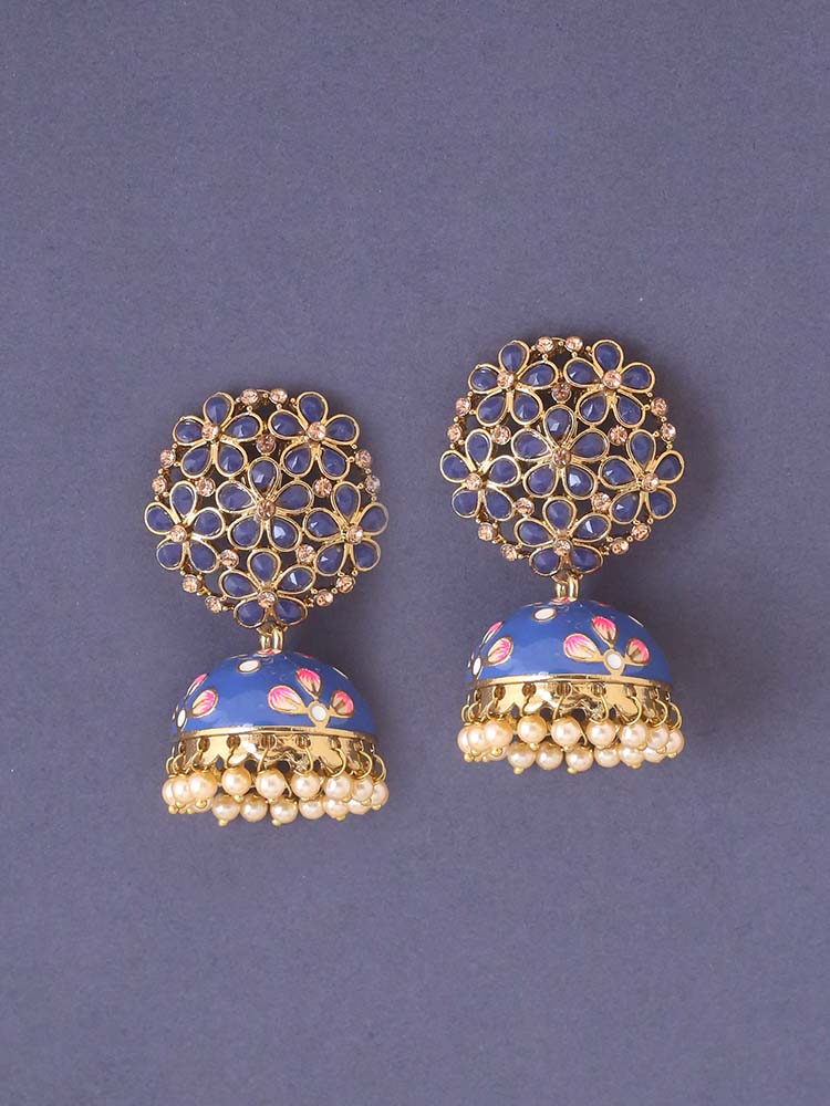Navy Pashan Jhumkis