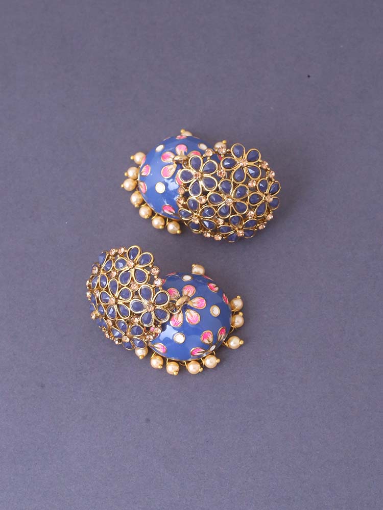 Navy Pashan Jhumkis