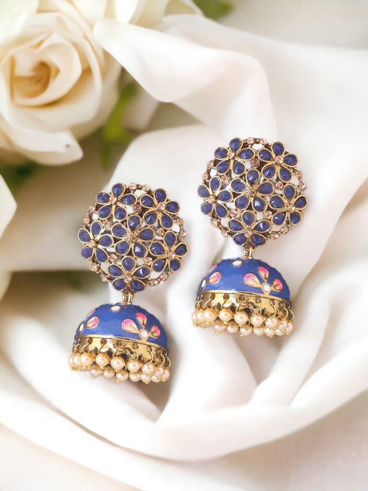 Navy Pashan Jhumkis