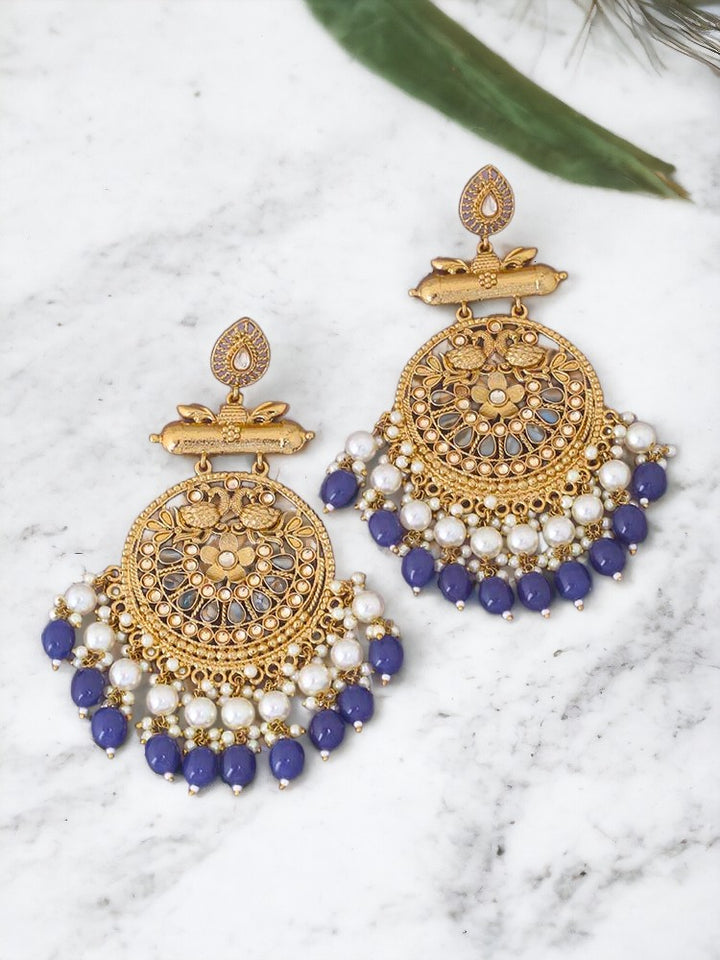 Navy Rajshri Ethnic Chandbalis