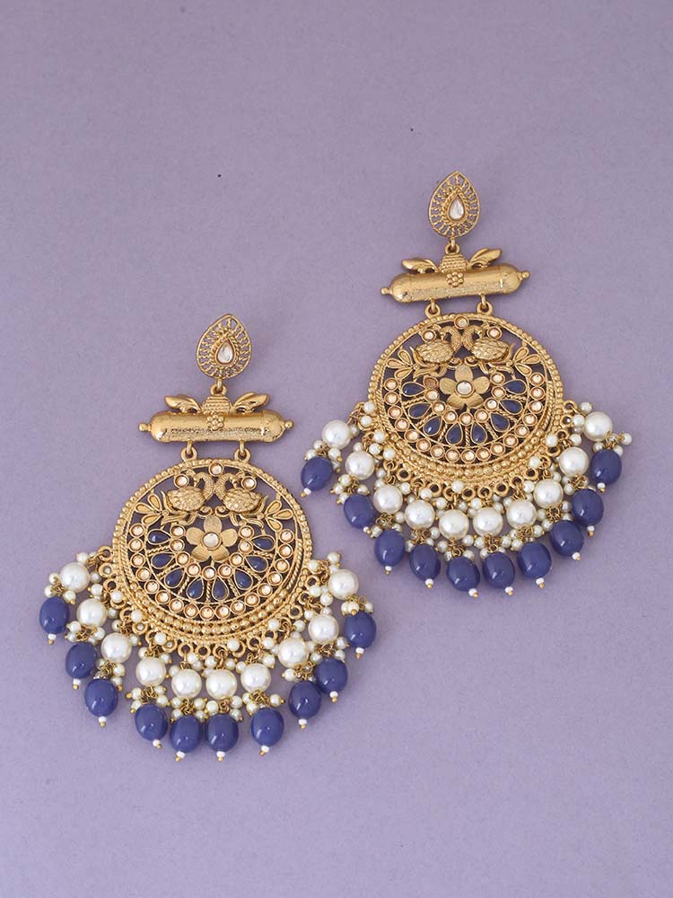 Navy Rajshri Ethnic Chandbalis