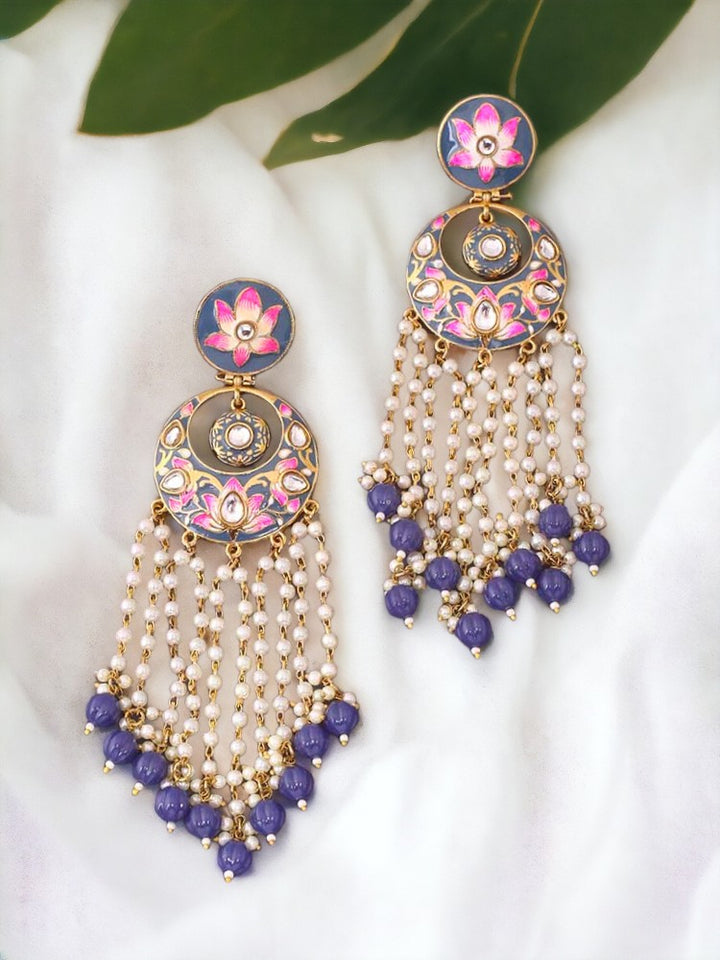 Navy Rivha Ethnic Chandbalis